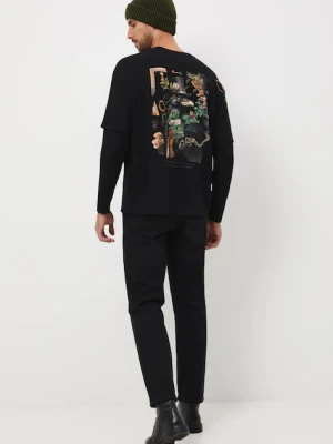 Medicine longsleeve bawełniany kolor czarny z nadrukiem
