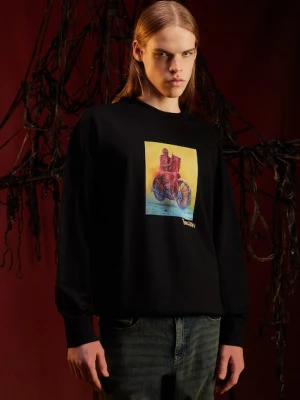 Medicine longsleeve bawełniany męski kolor czarny z nadrukiem