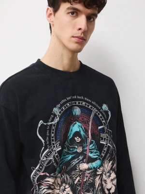 Medicine longsleeve bawełniany męski kolor czarny z nadrukiem