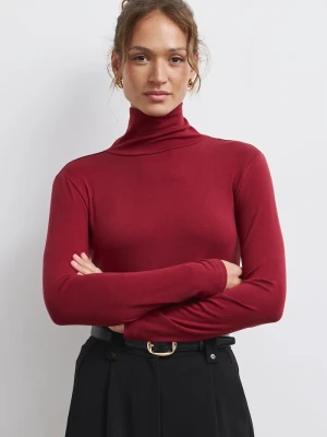 Medicine longsleeve damski z dodatkiem wełny bordowy