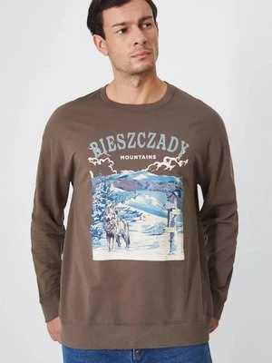 Medicine longsleeve kolor brązowy z nadrukiem