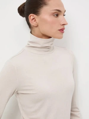 Medicine longsleeve z wełną kolor beżowy z golfem