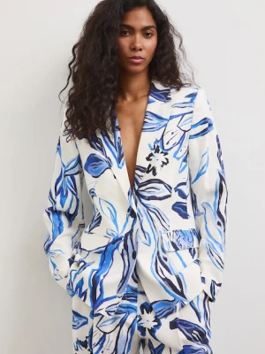 Medicine marynarka jednorzędowa damska z dodatkiem lnu