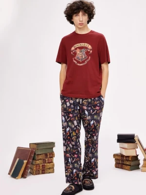 Medicine piżama bawełniana męska kolor bordowy wzorzysta