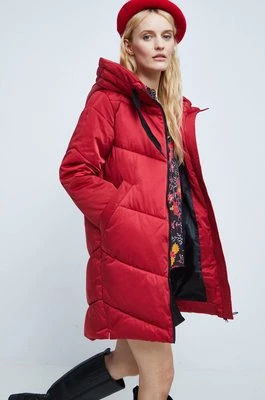 Medicine płaszcz damski kolor czerwony zimowy