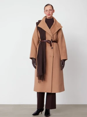 Medicine płaszcz wełniany damski kolor beżowy