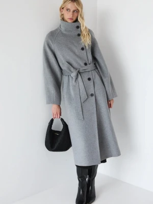 Medicine płaszcz wełniany damski kolor szary