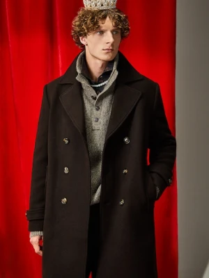 Medicine płaszcz z wełny i kaszmiru męski kolor brązowy