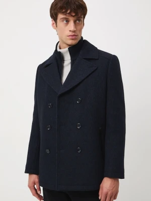 Medicine płaszcz wełniany męski kolor granatowy