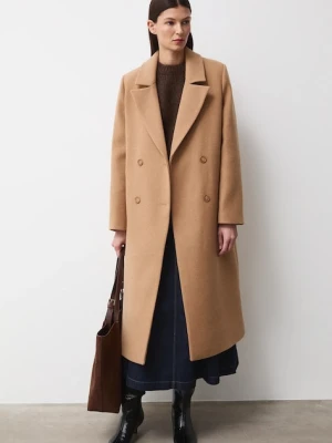Medicine płaszcz z domieszką wełny damski kolor beżowy
