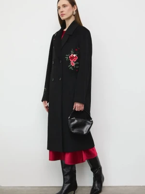 Medicine płaszcz z domieszką wełny damski kolor czarny