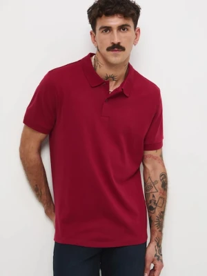 Medicine polo bawełniane męskie kolor czerwony gładki