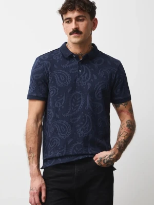 Medicine polo męski kolor granatowy wzorzysty