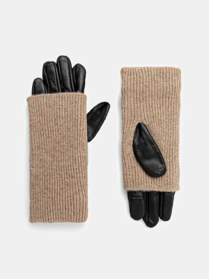 Medicine rękawiczki skórzane damskie kolor beżowy