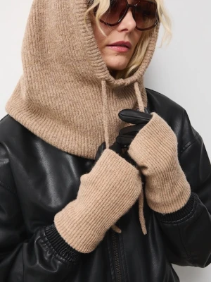 Medicine rękawiczki skórzane damskie kolor beżowy