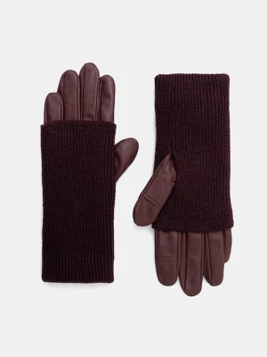 Medicine rękawiczki skórzane damskie kolor bordowy