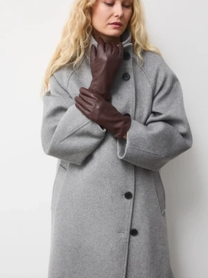 Medicine rękawiczki skórzane damskie kolor brązowy