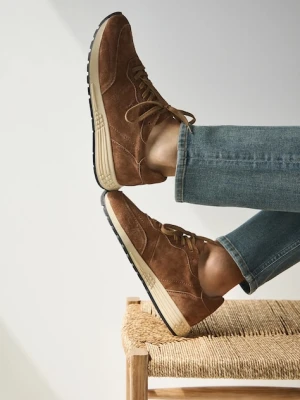 Medicine sneakersy zamszowe męskie kolor beżowy