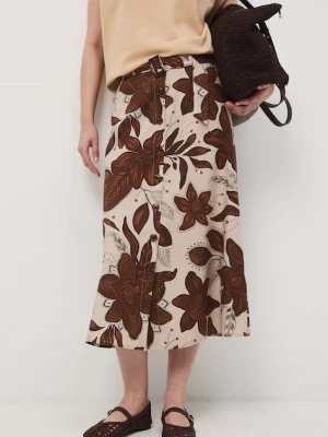 Medicine spódnica trapezowa z dodatkiem lnu