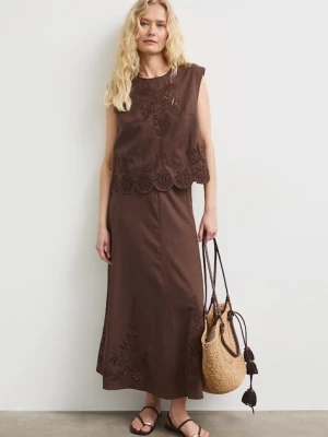 Medicine spódnica trapezowa z lnem