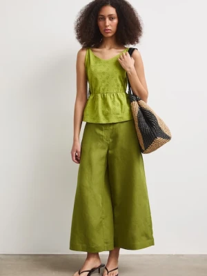 Medicine spodnie culottes damskie z dodatkiem lnu