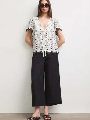 Medicine spodnie culottes damskie z dodatkiem lnu