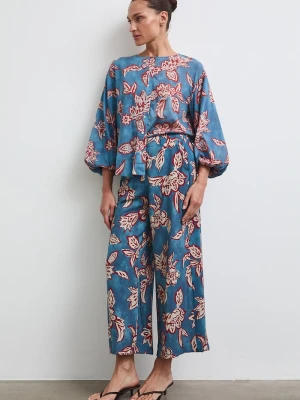 Medicine spodnie culottes damskie z wiskozą niebieski