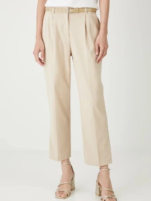 Medicine spodnie damskie kolor beżowy fason chinos medium waist
