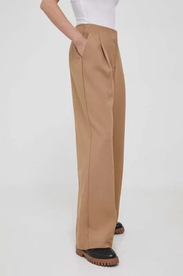 Medicine spodnie damskie kolor beżowy szerokie high waist