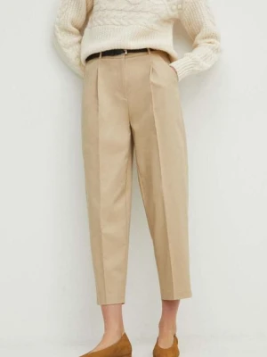 Medicine spodnie damskie kolor beżowy szerokie high waist