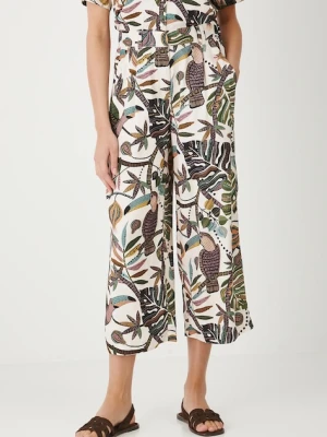 Medicine spodnie damskie kolor beżowy szerokie high waist