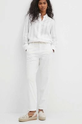 Medicine spodnie damskie kolor biały fason chinos medium waist