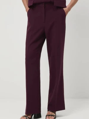Medicine spodnie damskie kolor bordowy szerokie high waist