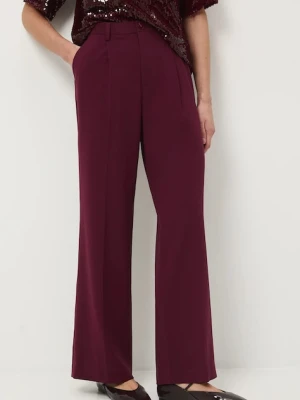 Medicine spodnie damskie kolor bordowy szerokie medium waist