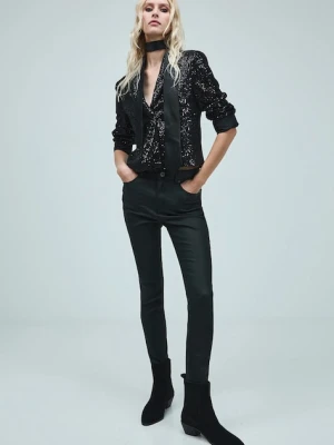 Medicine spodnie damskie kolor czarny dopasowane medium waist