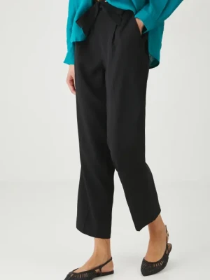 Medicine spodnie damskie kolor czarny fason chinos medium waist
