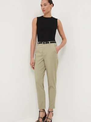 Medicine spodnie damskie kolor czarny fason chinos medium waist