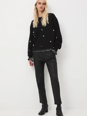 Medicine spodnie damskie kolor czarny fason chinos medium waist