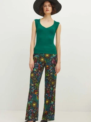 Medicine spodnie damskie kolor czarny szerokie high waist