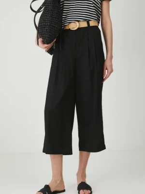 Medicine spodnie damskie kolor czarny szerokie high waist