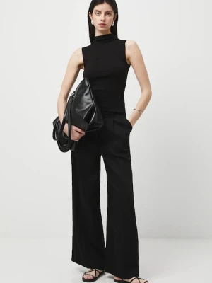 Medicine spodnie damskie kolor czarny szerokie high waist