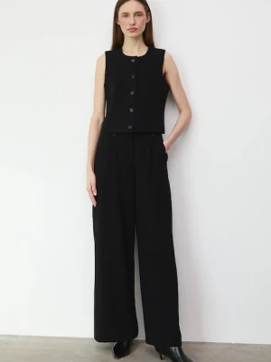 Medicine spodnie damskie kolor czarny szerokie high waist