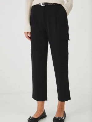 Medicine spodnie damskie kolor czarny szerokie medium waist