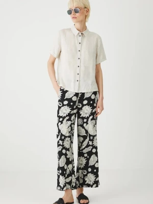 Medicine spodnie damskie kolor czarny szerokie medium waist