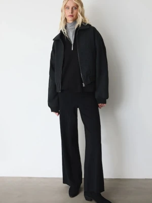 Medicine spodnie damskie kolor czarny szerokie medium waist