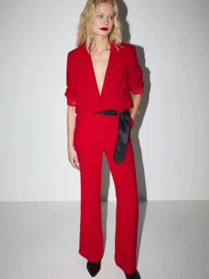 Medicine spodnie damskie kolor czerwony szerokie medium waist