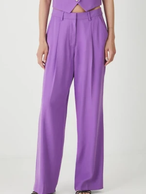 Medicine spodnie damskie kolor fioletowy szerokie high waist