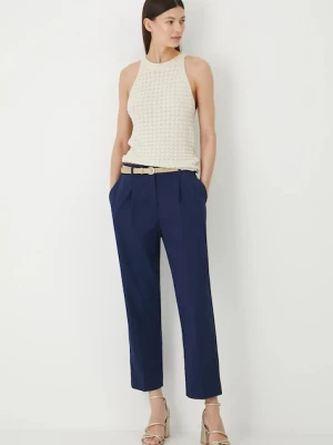 Medicine spodnie damskie kolor granatowy fason chinos medium waist