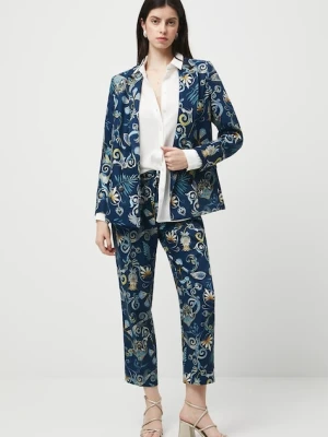 Medicine spodnie damskie kolor granatowy fason chinos medium waist
