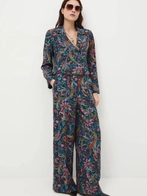 Medicine spodnie damskie kolor multicolor szerokie high waist